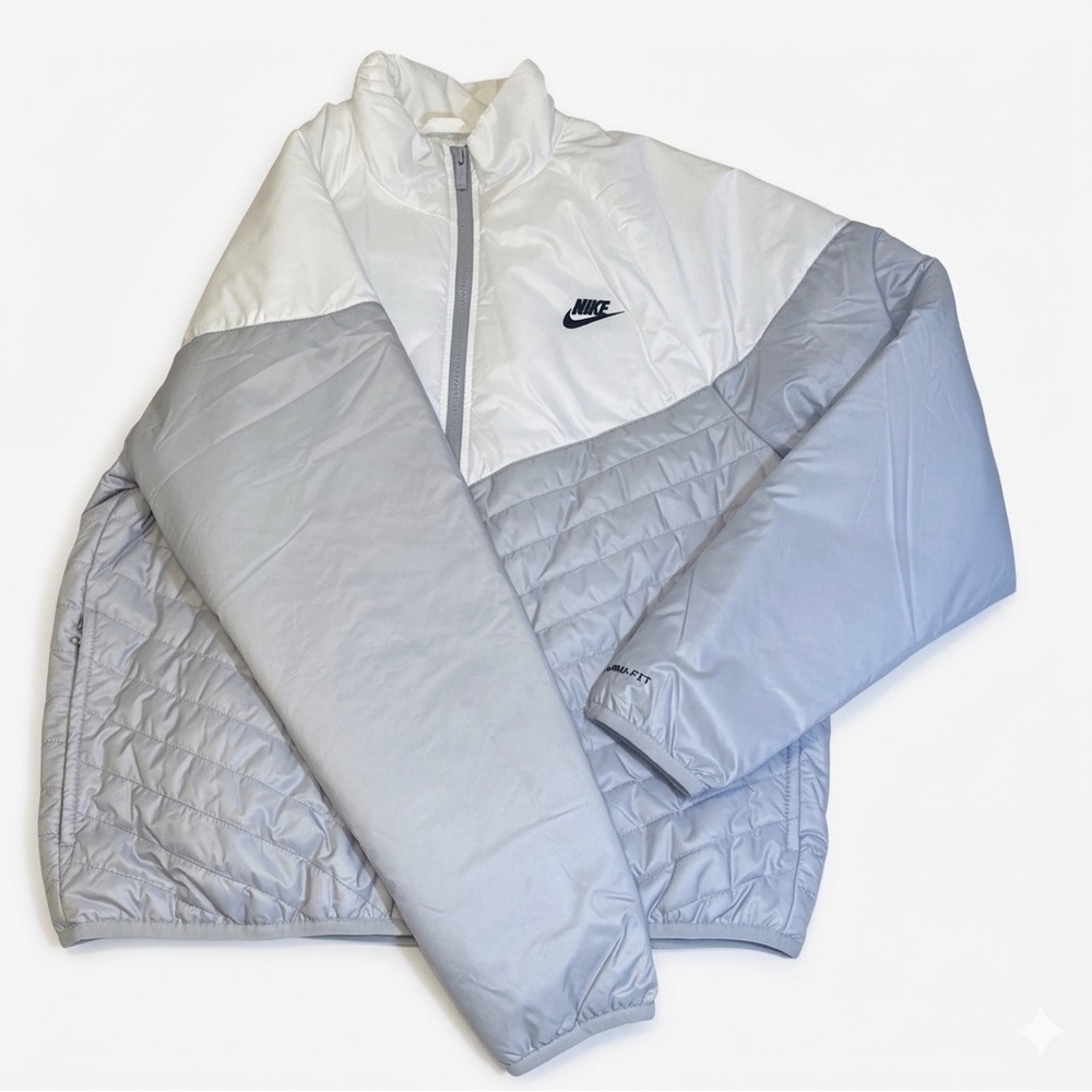 Nike White and Gray Quilted Jacket
